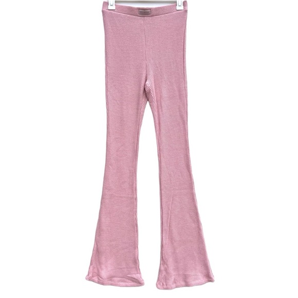 Set Active Waffle Knit Flare Pants Pink Size Small - Picture 1 of 5